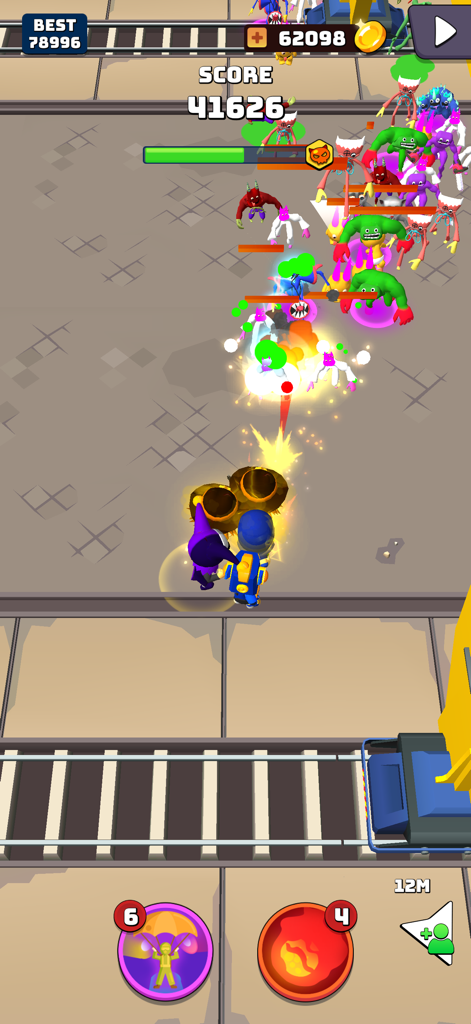 Superhero character battling a horde of monsters in a 3D shooter game