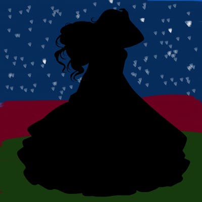 realistic woman with dress flowing in the wind