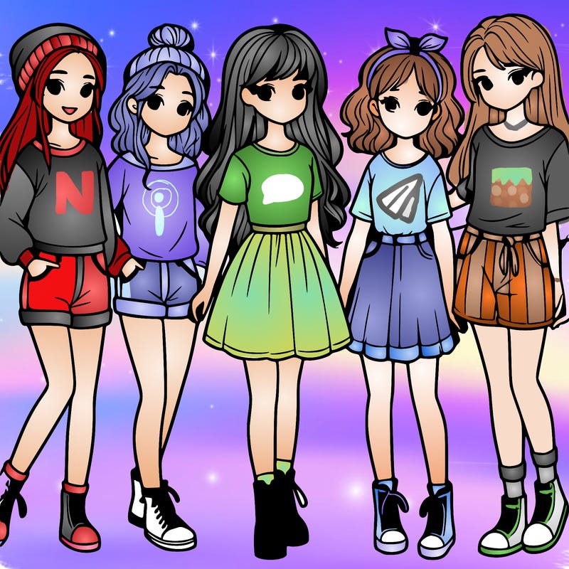 a group of five girls