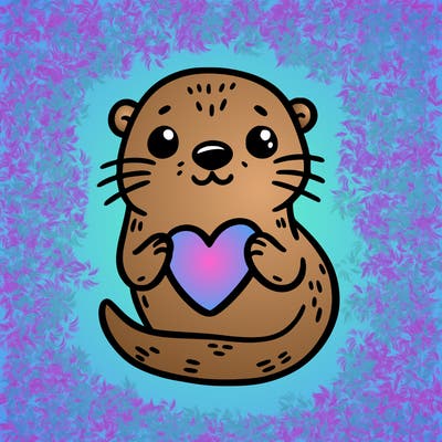 otter with a heart