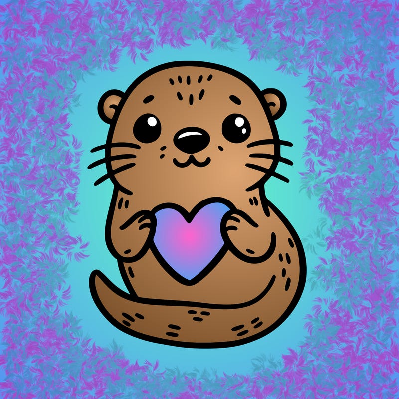 otter with a heart