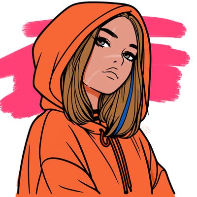 a realistic girl in a hoodie