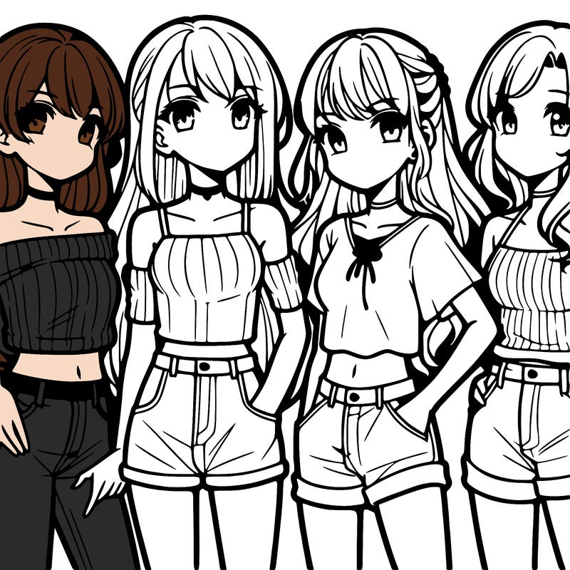 teen manga girls group of 4