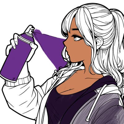 a realistic girl spray, painting