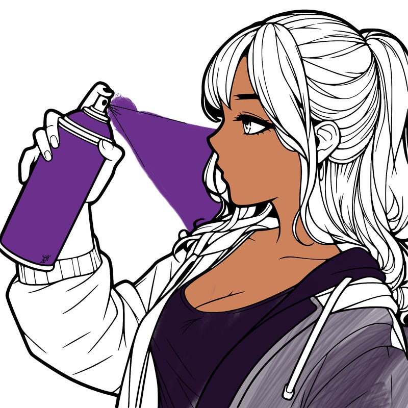 a realistic girl spray, painting