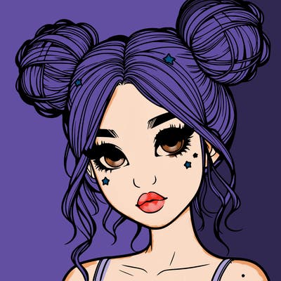 realistic girl with space buns