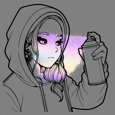a realistic girl, spray painting