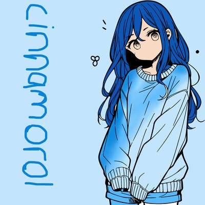 manga teen girl  in a sweater and baggy pants