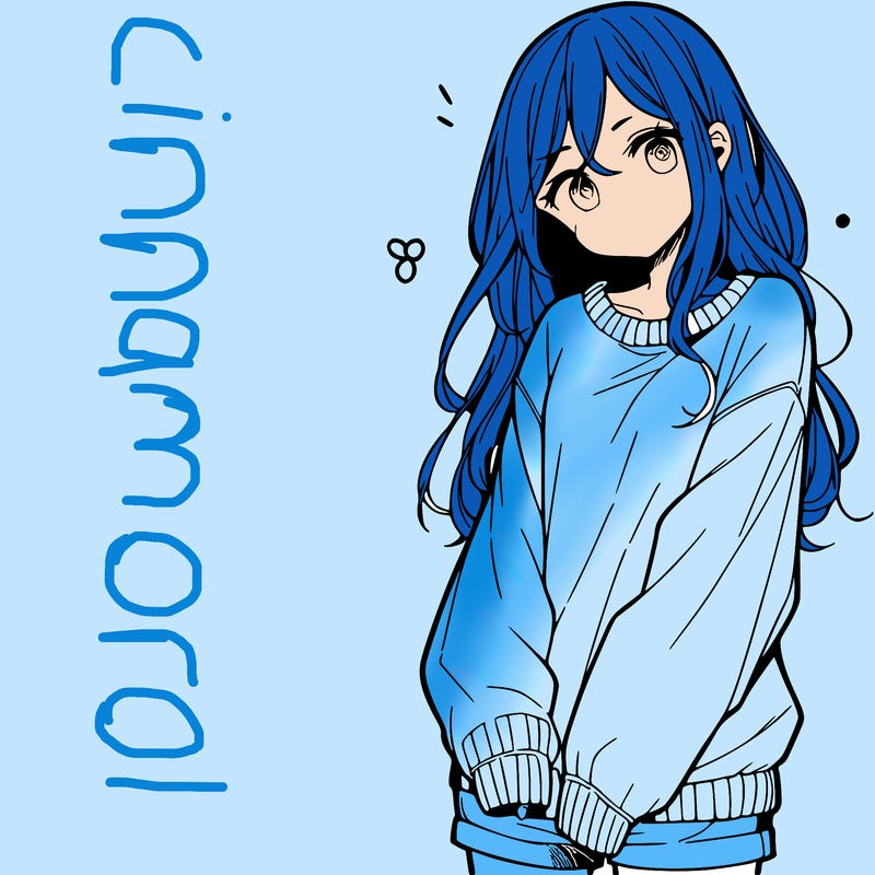 manga teen girl  in a sweater and baggy pants