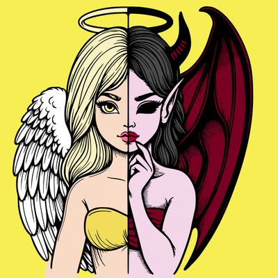 realistic angel half demon