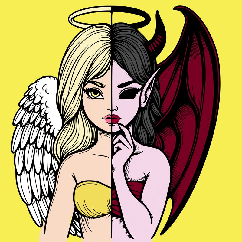 realistic angel half demon