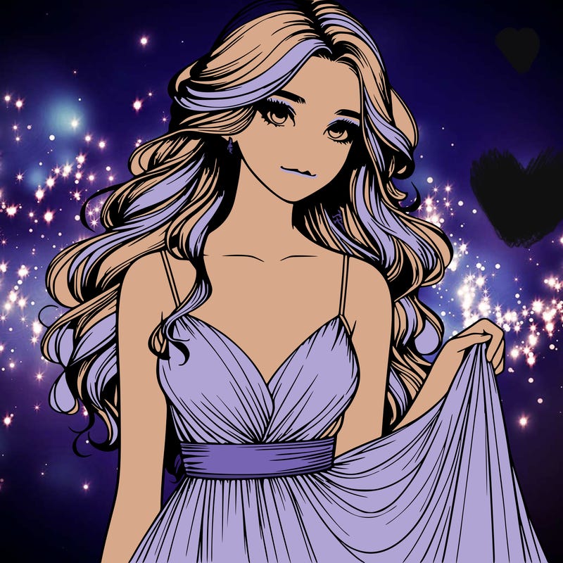 realistic girl in flowy silky prom dress