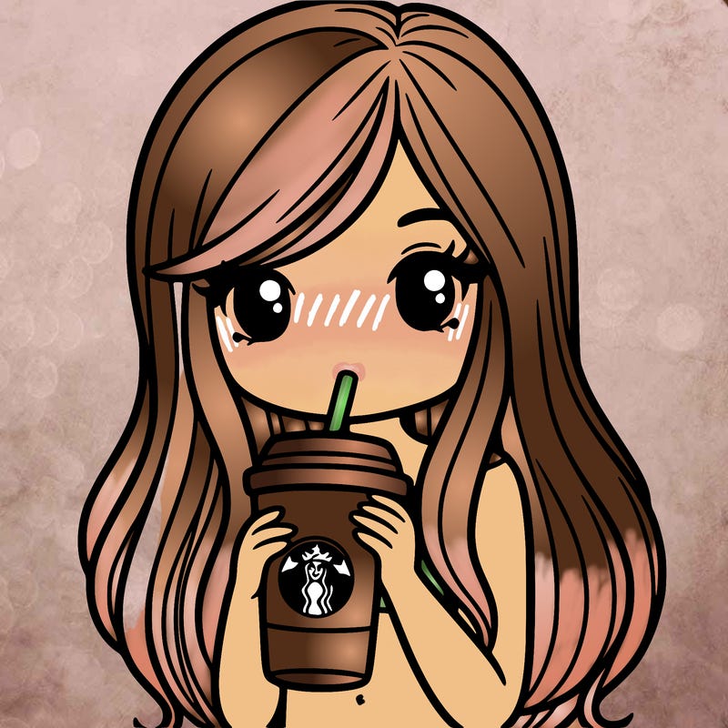 woman with long straight hair drinking starbucks