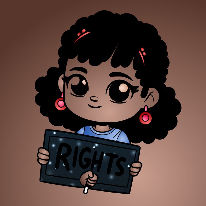 black girl holding a rights sign