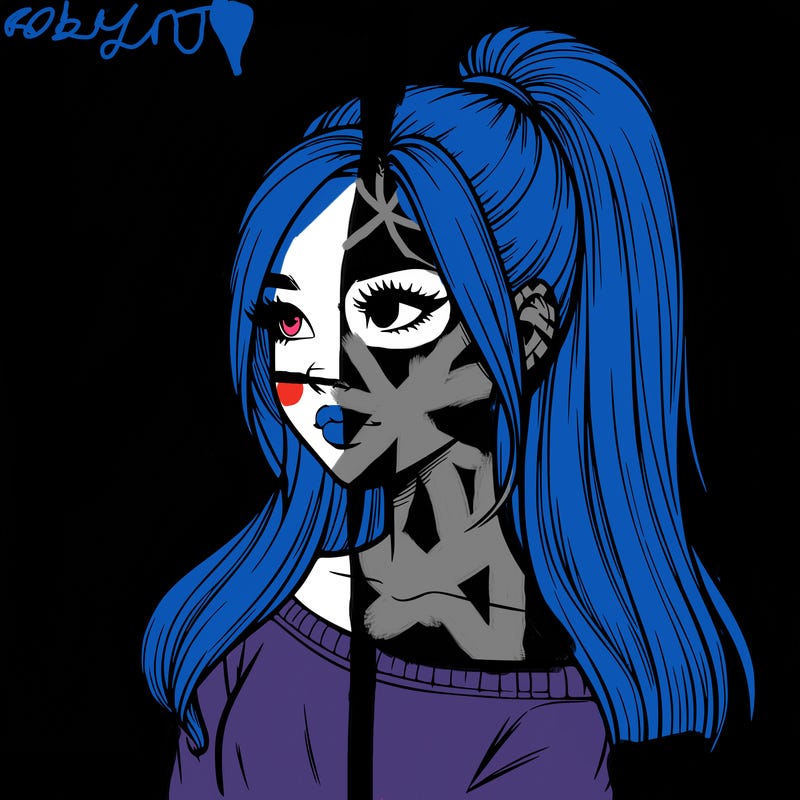 realistic girl with a high ponytail