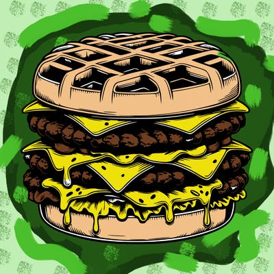 realistic waffle burger