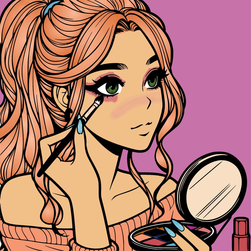 a realistic girl doing her makeup
