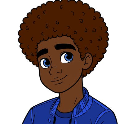 teen boy with afro