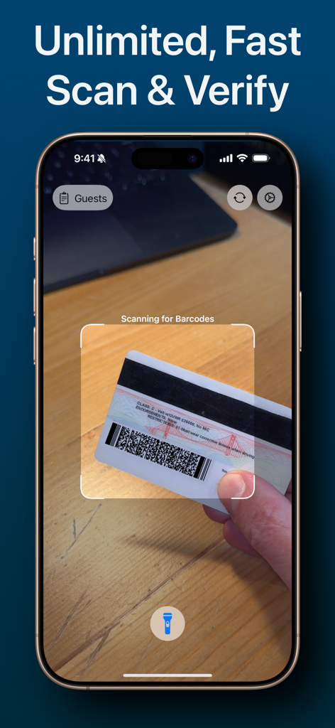 iPhone app scanning a drivers license barcode for instant age verification