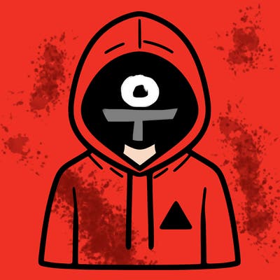 a person with non face waering a hoodie with a small triangle symbol