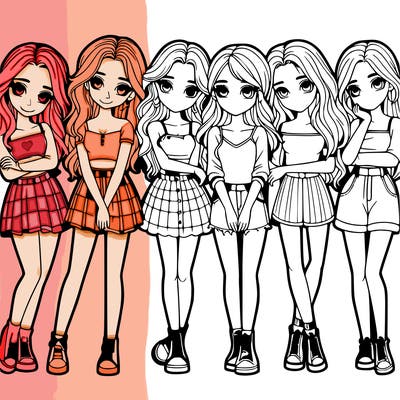 a group of girls realistic