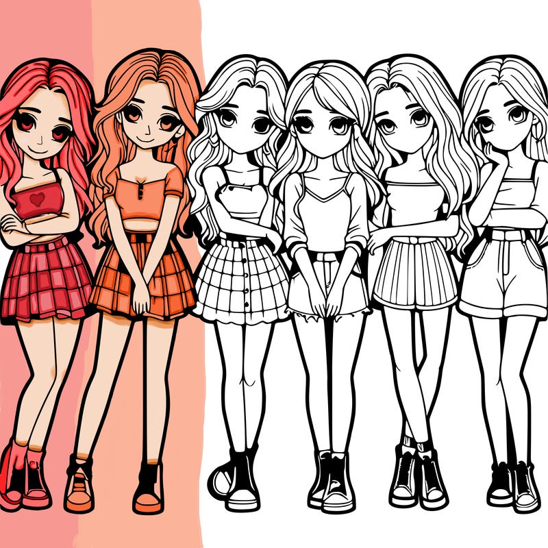 a group of girls realistic