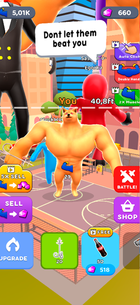 Workout Lifting: Strong Hero - Muscular character in the Workout Lifting Strong Hero mobile game UI