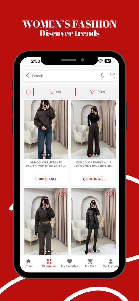 Klaudio Fashion - Klaudio Fashion mobile app interface showing women's boutique trends and product catalog