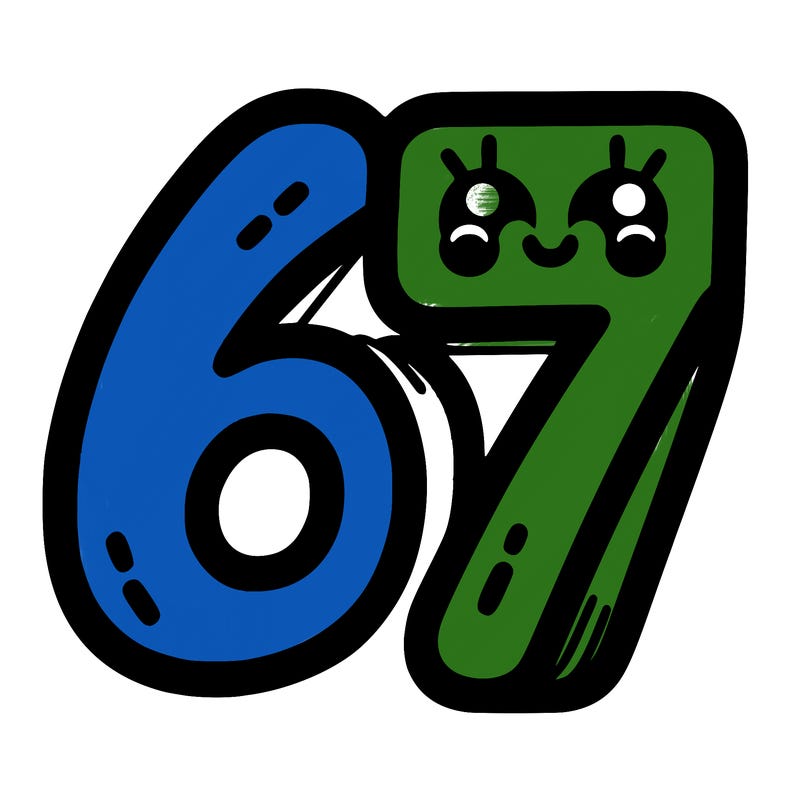 the numbers 67
