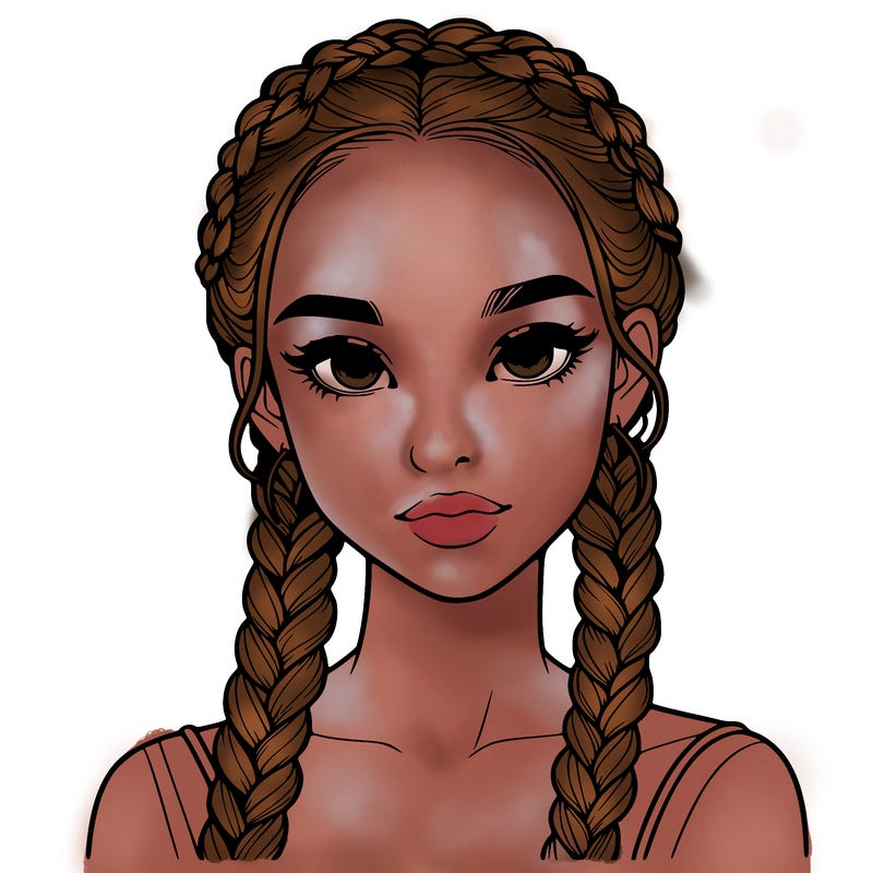 realistic girl with braids