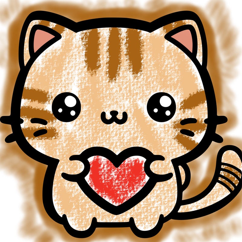 kawaii kitty holding a heart