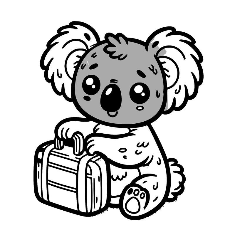 koala with a tiny suitcase