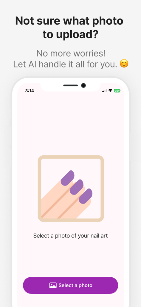 NailPick – AI for Nail Art - NailPick app interface showing the AI photo selection screen for nail art technicians