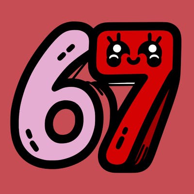 the numbers 67