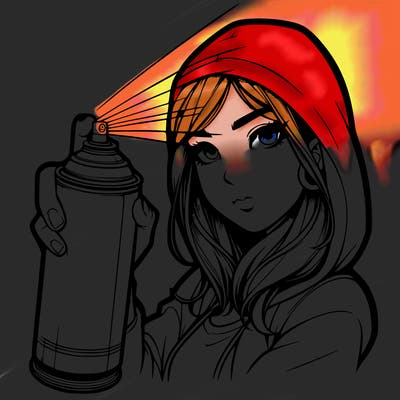 a realistic girl spray, painting