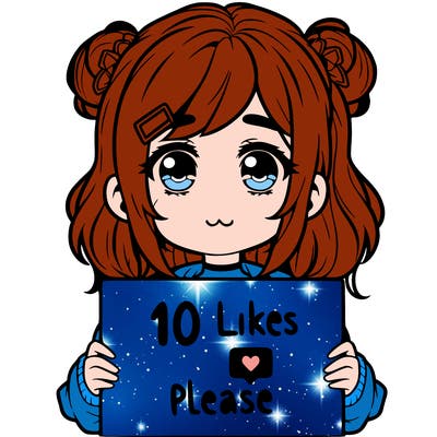 a girl with a sign saying 10 likes please