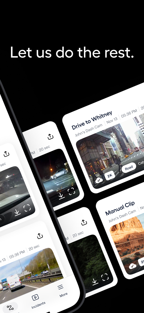 Nexar Connect - Nexar Connect app gallery showing various dash cam video clips