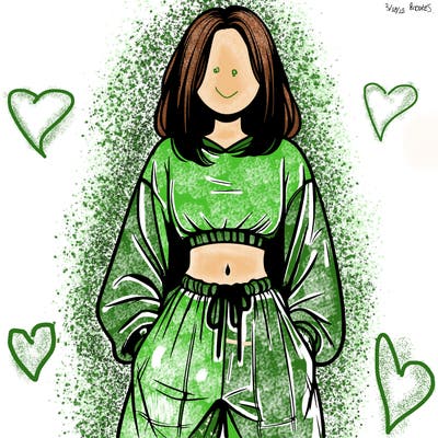 realistic girl faceless with baggy pants and a crop top