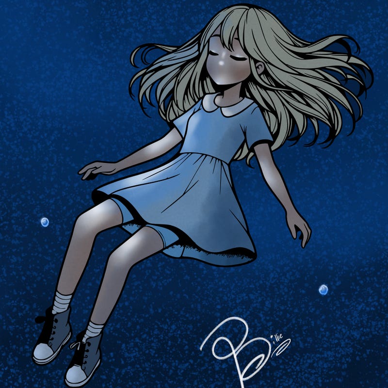 realistic girl floating