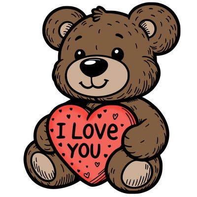 teddy bear holding an i love you heart