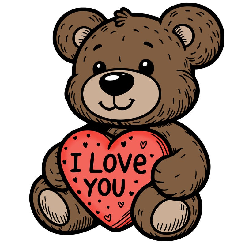 teddy bear holding an i love you heart