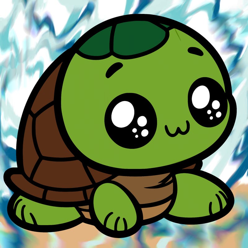 cute little animated turtle