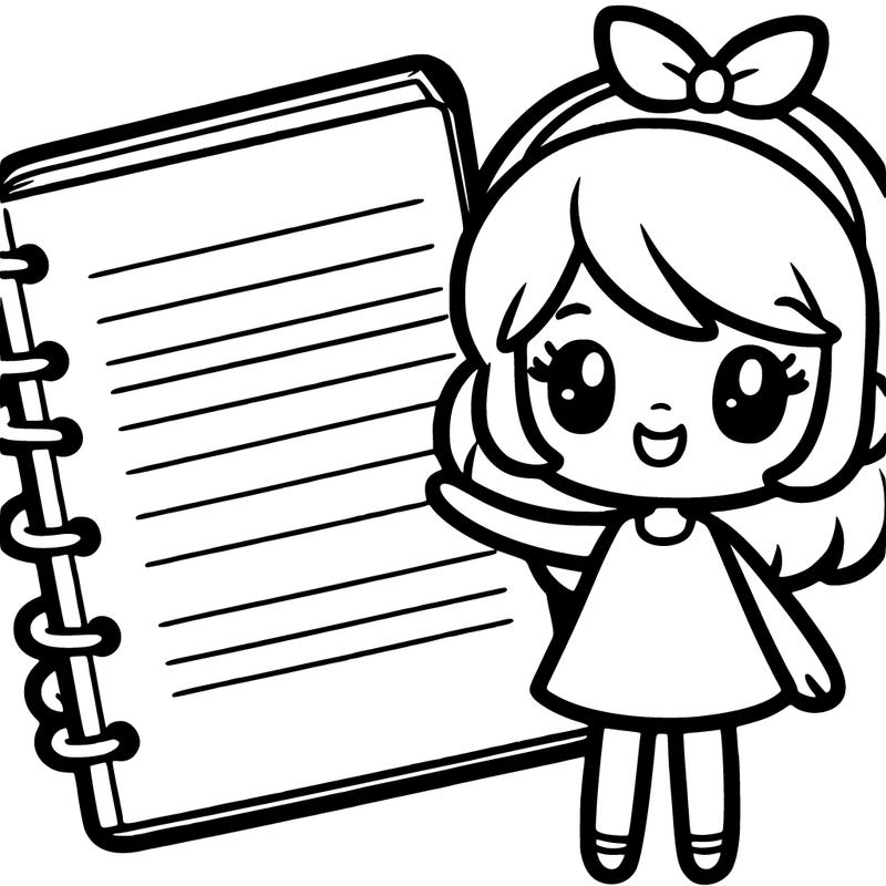 blank note book with girl