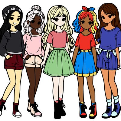 a group of five girls