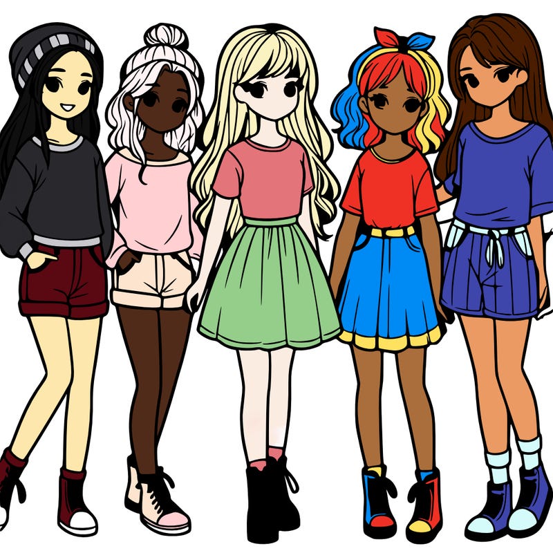 a group of five girls
