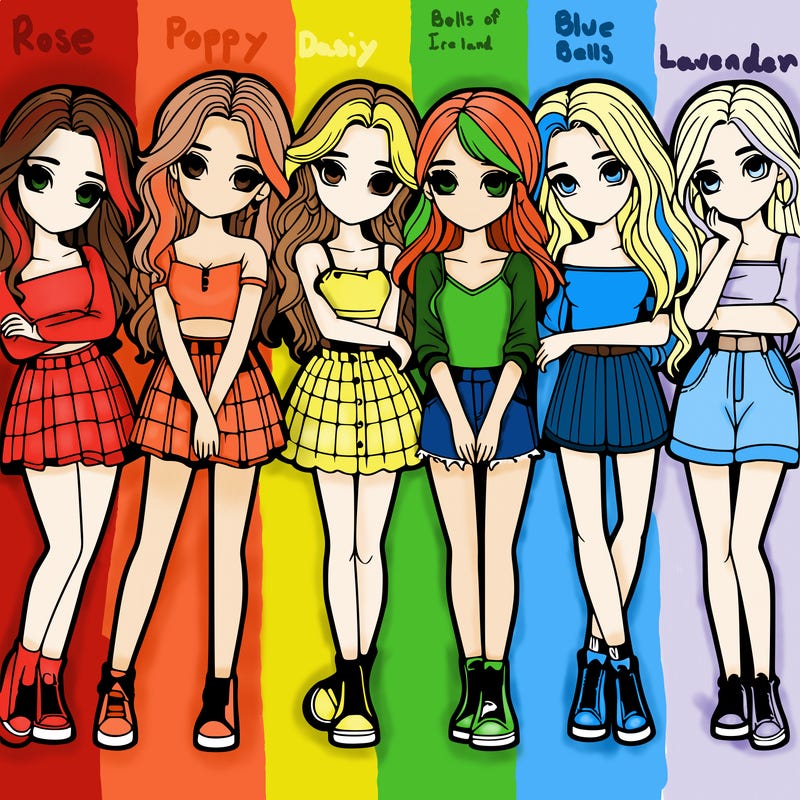 a group of girls realistic