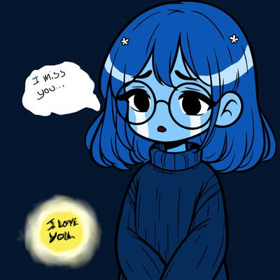sad girl with glasses in a sweater