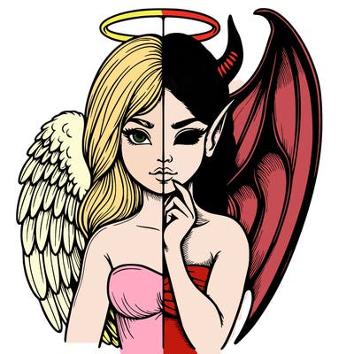 realistic angel half demon