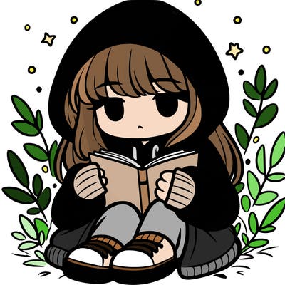 girl in oversized hoodie reading a book