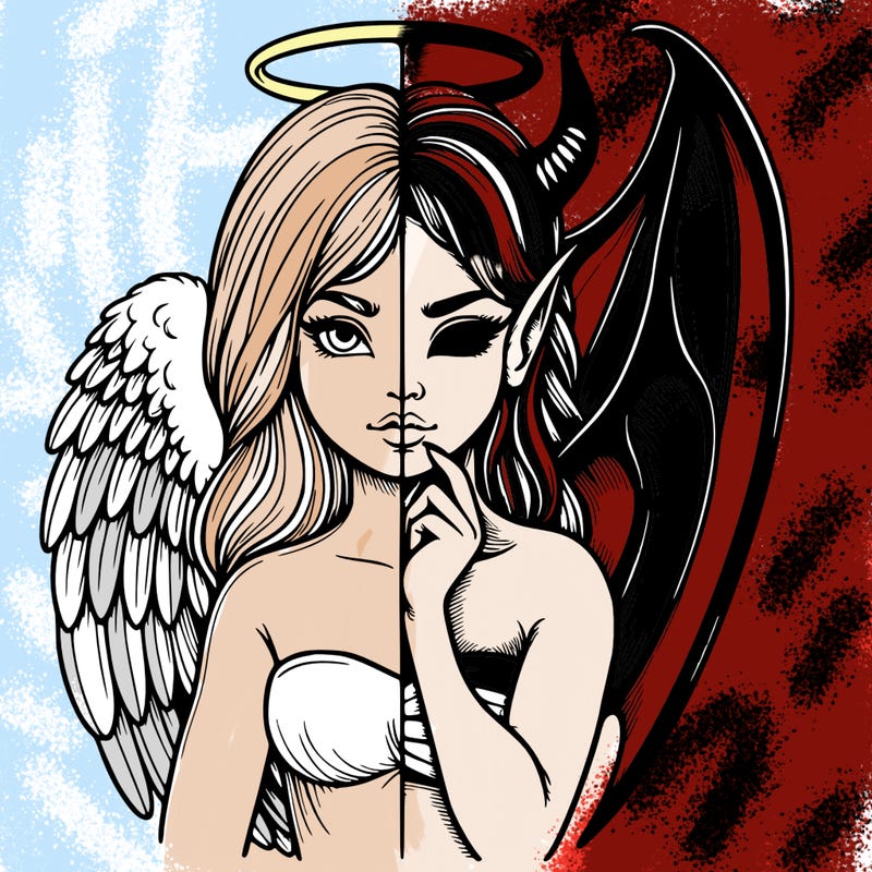 realistic angel half demon